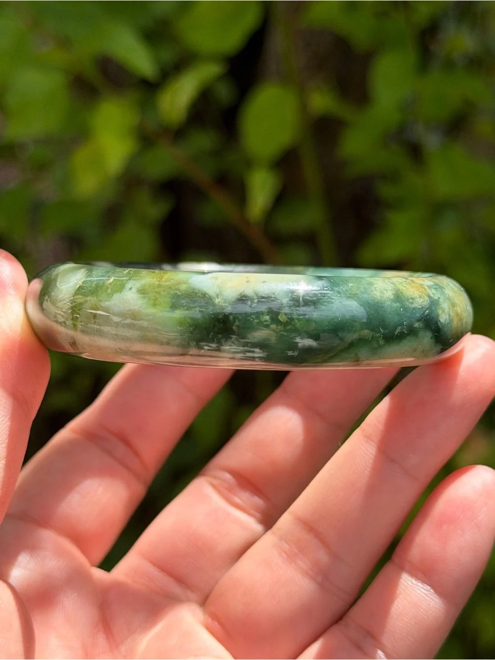 57mm inner diameter chunky green xiuyu jade bangle‎ 1736